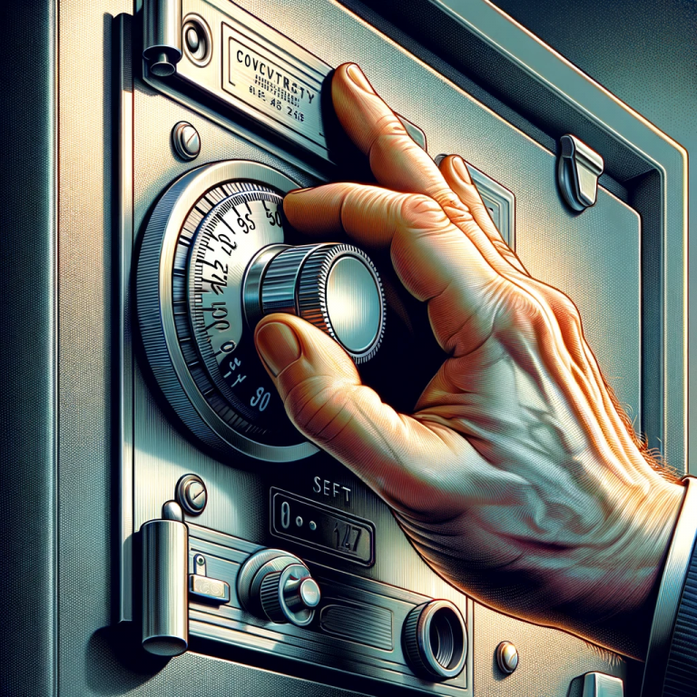 Hand opening a safe, emphasizing the sense of security and precision in the action