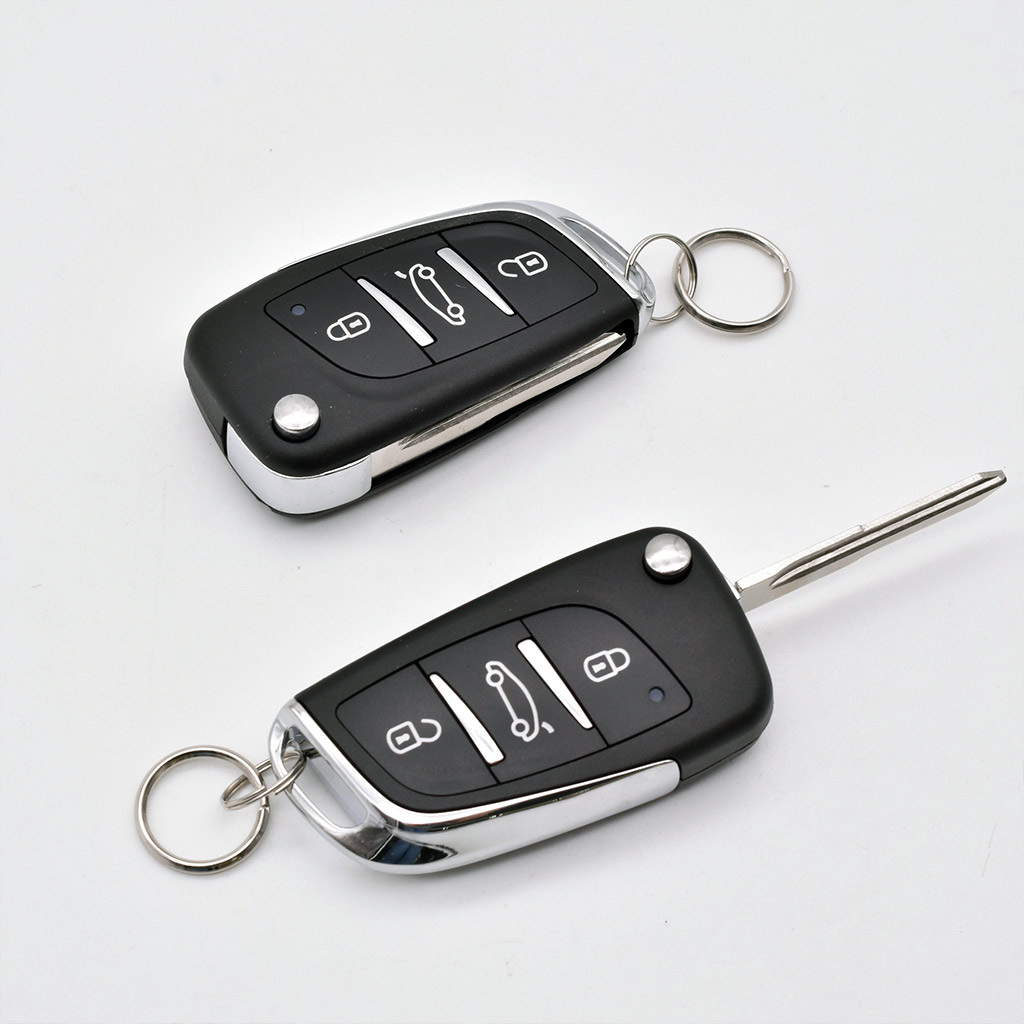 ar key duplication example two modern flip keys on white background for Panama City Beach drivers